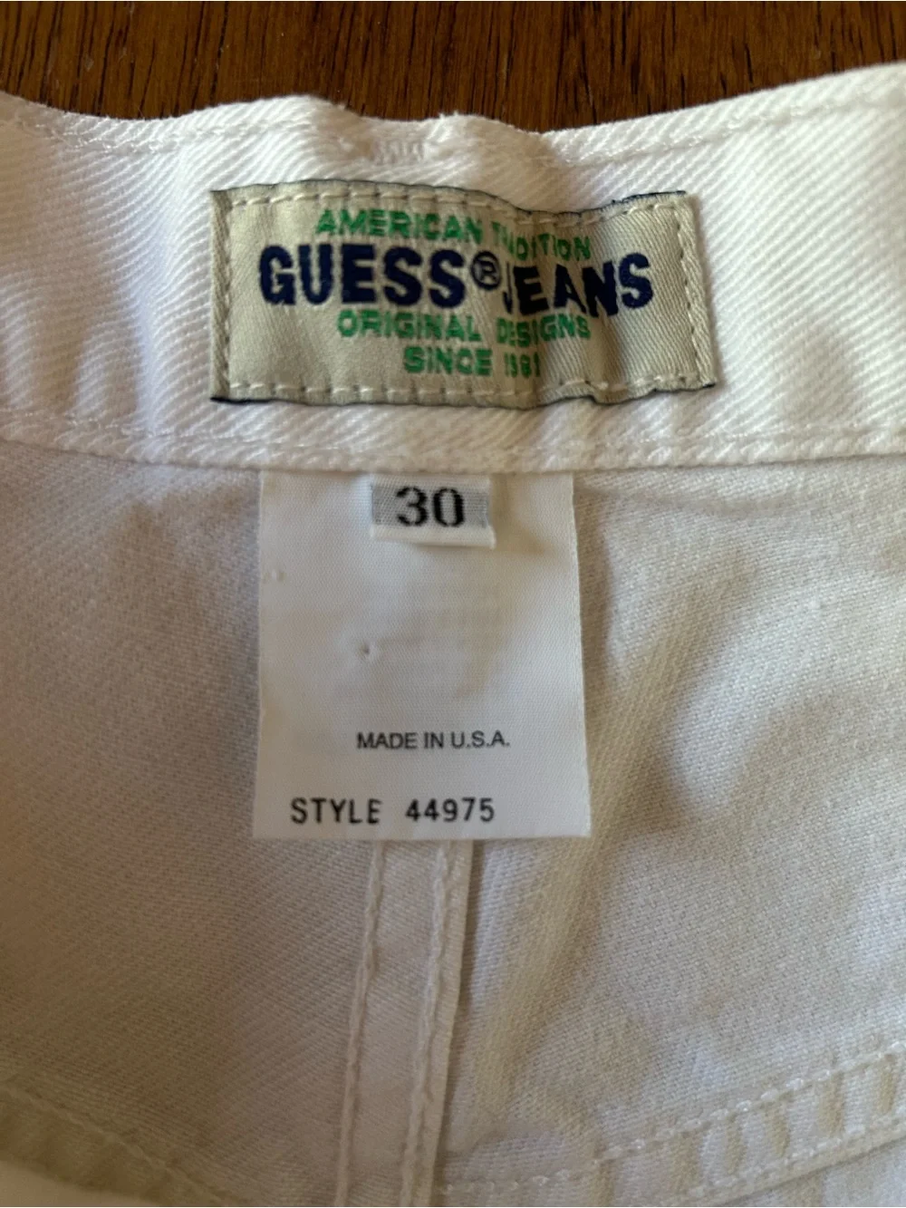 Guess Vintage 1990s White Jean Shorts Cotton Sz 30